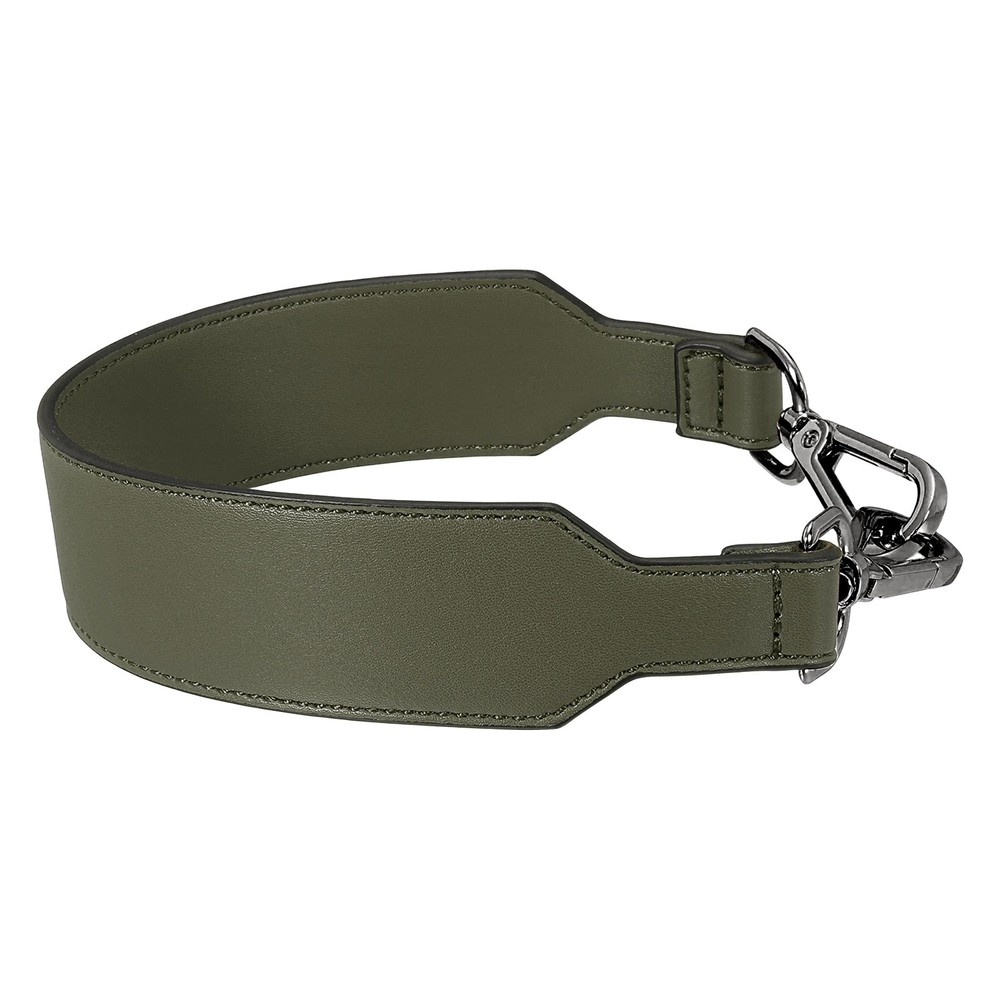 16 Inch Leather Purse Strap, Plain Pattern with Black Buckle, Dark Green