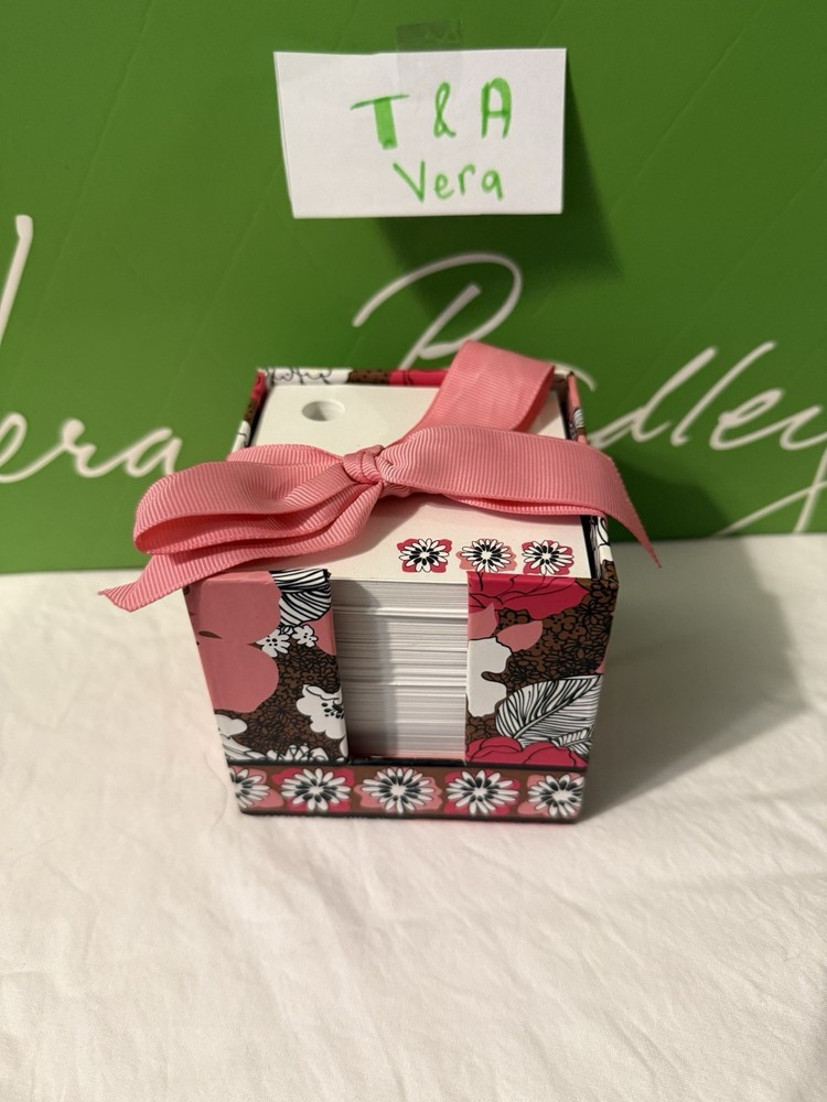 Vera Bradley Mocha Rouge Take Note Cube NWT Retired Pattern