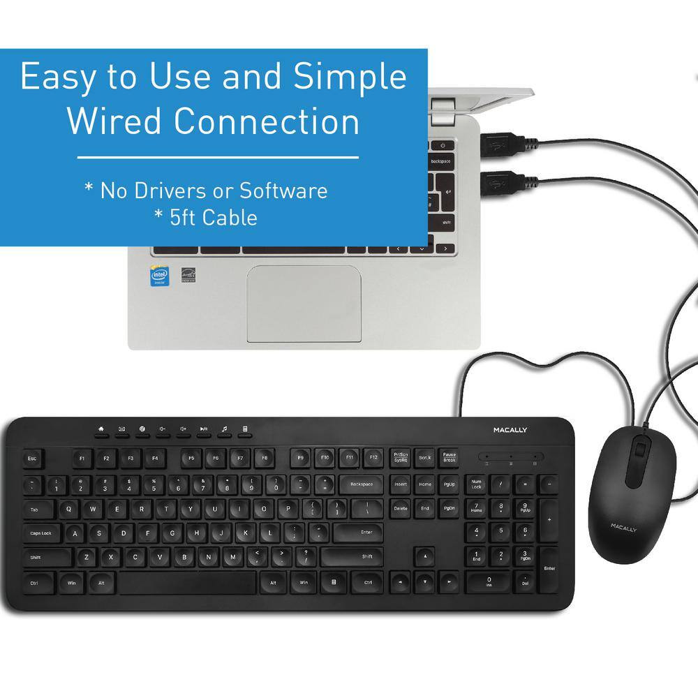 USB Wired Keyboard and Mouse Combo Bundle for PC, Desktop Computer, Laptop, Note