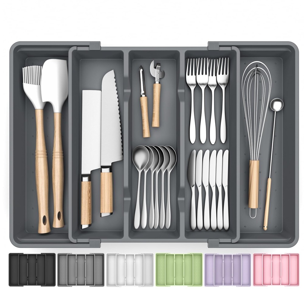 StackHelper Silverware Organizer, Expandable Utensil Drawer Organizer for Kit...