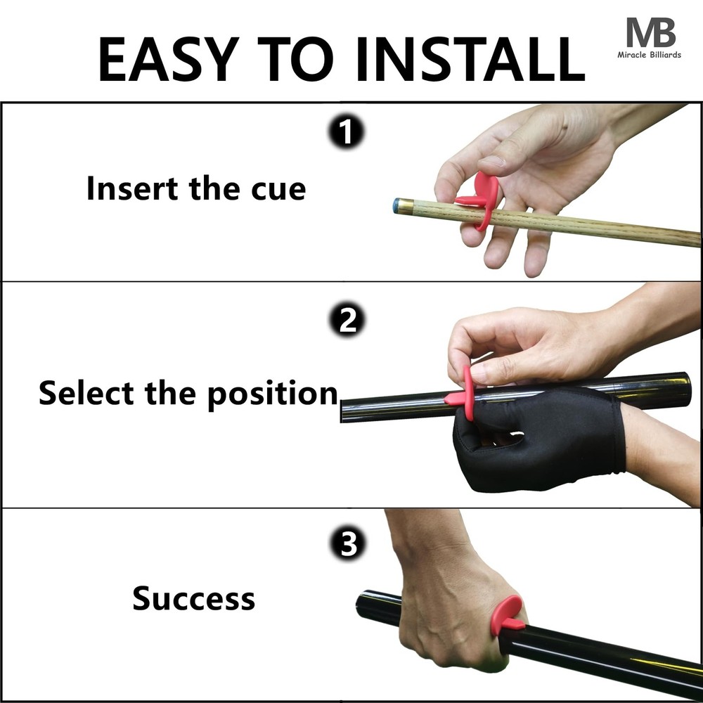 Cue Grip Trainer for Billiards & Pool - Silicone Alignment Ring, Improve Red