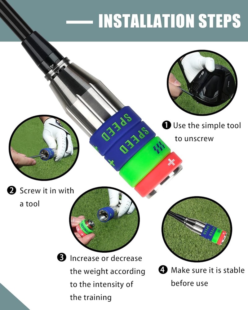 Golf Swing Speed Trainer Adjustable,Training Equipment Three Weight