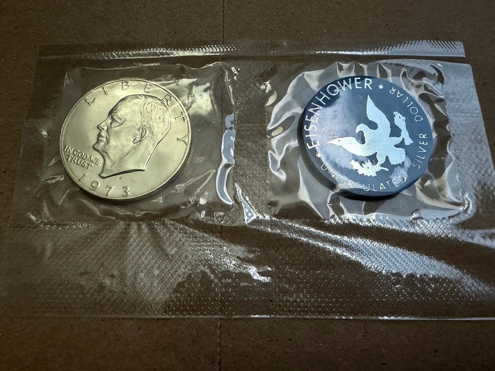 1973-S Eisenhower Dollar 40% Silver Dollar Uncirculated - In Plastic
