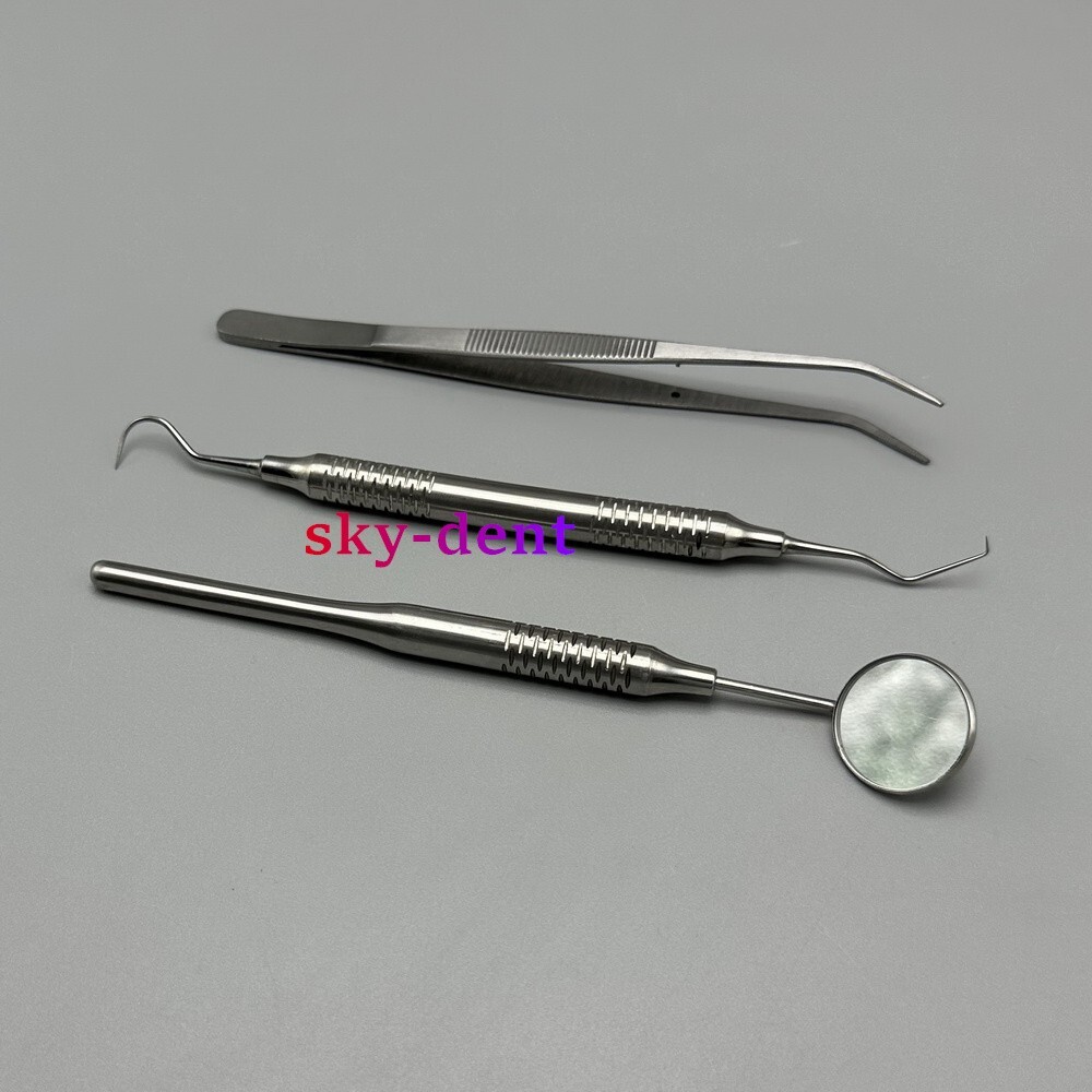 1/10 Kits Basic Dental Instruments Set Mouth Mirror Explorer Cotton Plain Plier