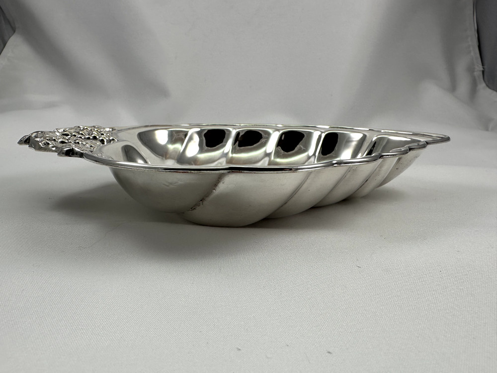 Leaf with Grapevine Design Silverplated Bowl by Sheffield Silver Co.
