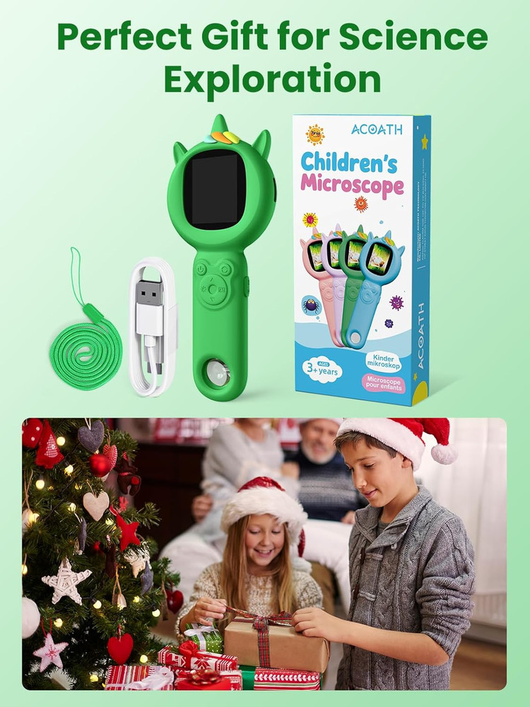 Microscope for Kids, Auto-Focus Handheld Digital Microscopes with 2.0" Screen, 8