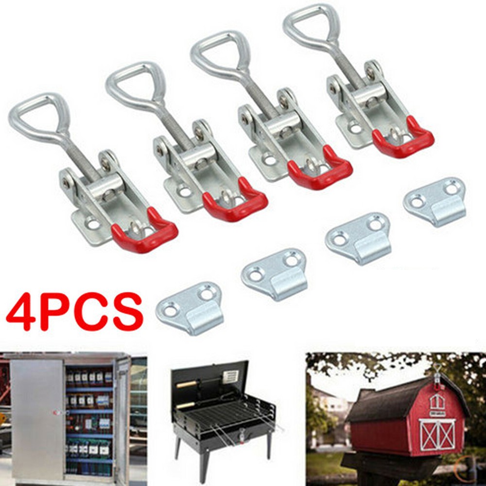 4PCS Metal Cabinet Latch Catch Adjustable Toggle Latch Lock Clamp Hasp Cupboard