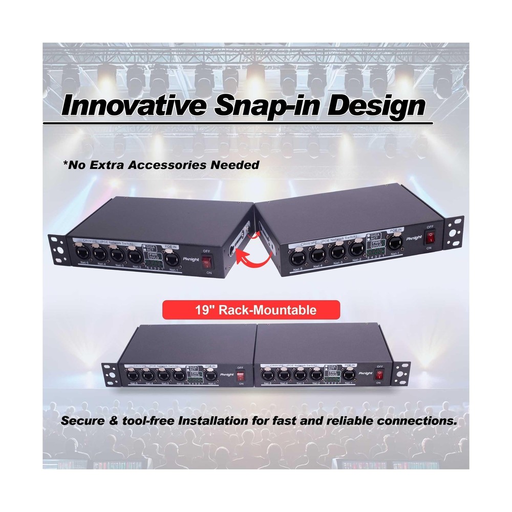 Pknight Stage Signal etherCON Network Switch POE Available
