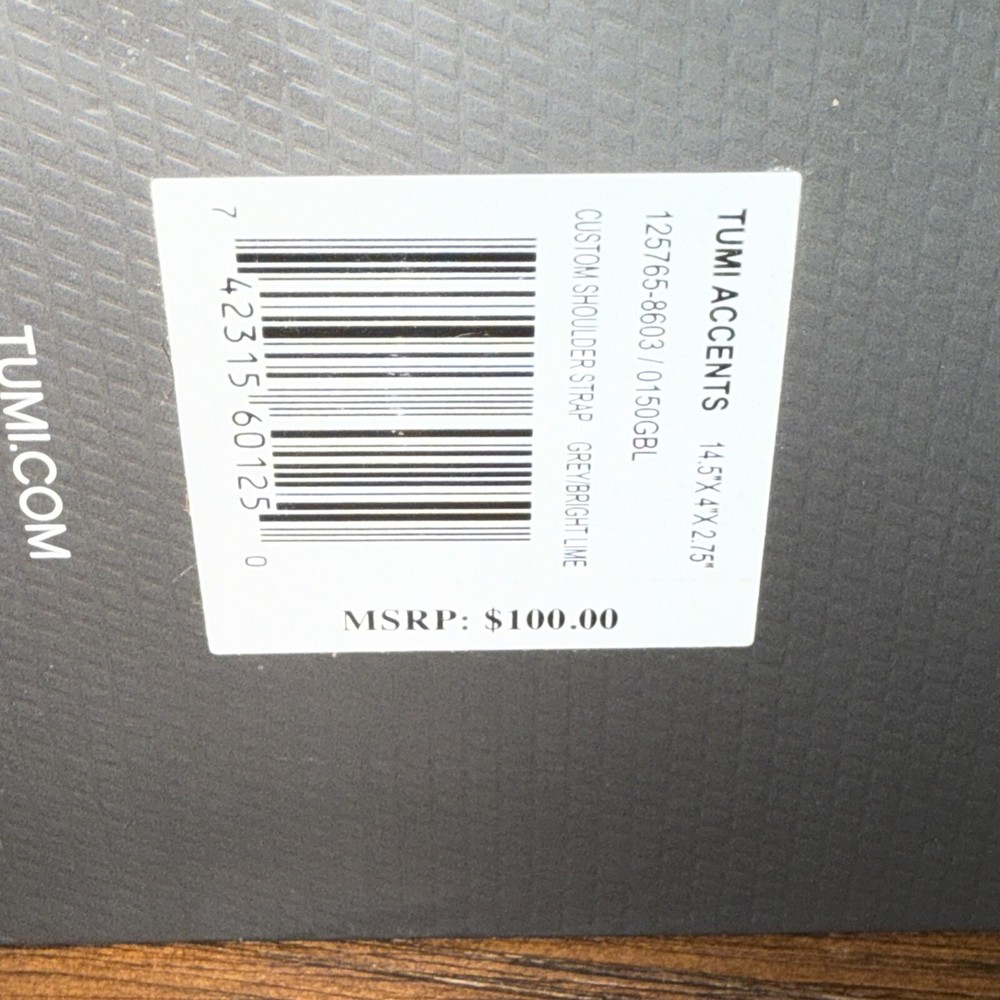 TUMI Accents - Custom Shoulder Strap Grey Bright Lime * QUICK SHIP * NEW IN BOX