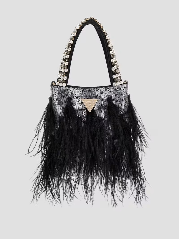 GUESS Misae Sequin Mini Tote-BLACK