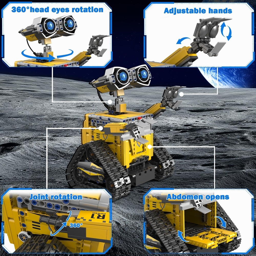 5-in-1 Remote Control Robot Building Kit, 724 Pcs Buildable Model Engineering...