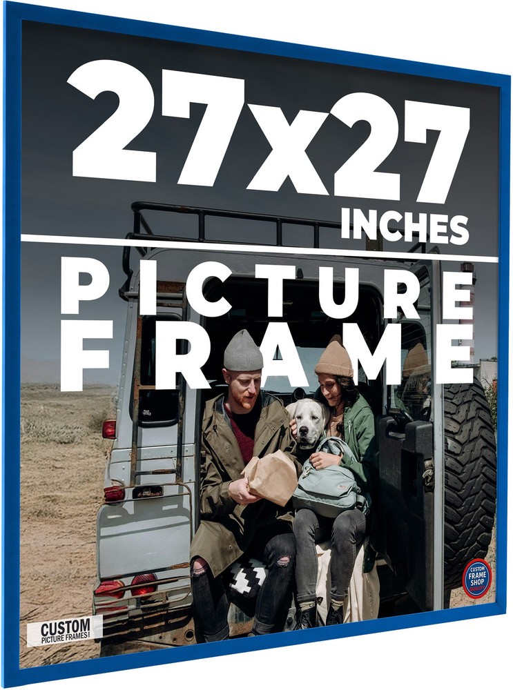 27x27 Frame Blue Solid Wood Picture Frame Width 0.75 Inches | Interior Frame Dep