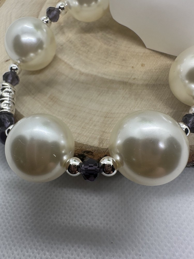 Amethyst Stones Immitation Pearl Beads Bracelet