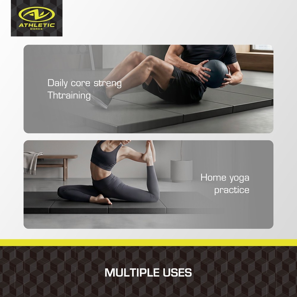 Athletic Works 2ftx6ft Four Folding Exercise Mat, Folding Gymnastics Mat