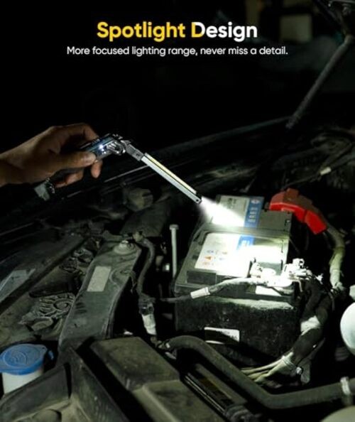 Magnetic Work Light - 4000mAh Rechargeable Work Light with Hook Design, Silver