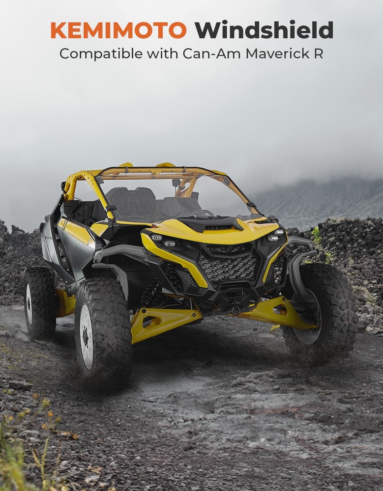 UTV Front Full Windshield Scratch Resistant for Can Am Maverick R MAX 2024-2025
