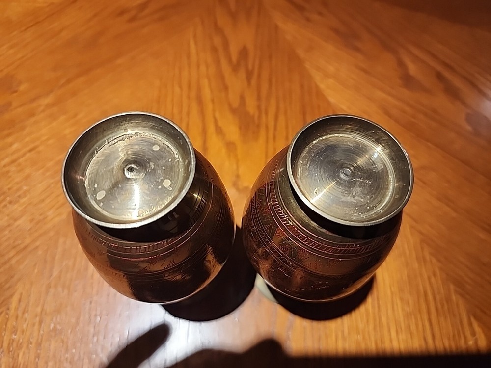 Mini Brass Vases. Each Apprix 5.75" Tall