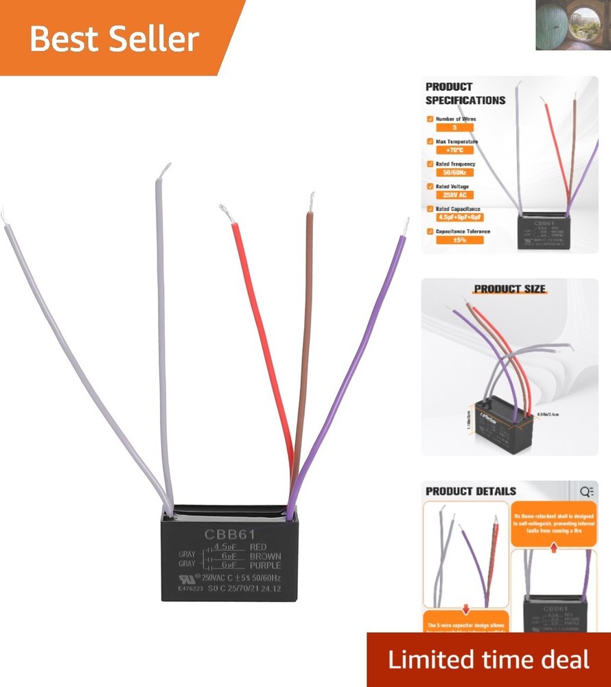 Efficient Ceiling Fan Capacitor 5-Wire - Compatible with NEW TECH Models