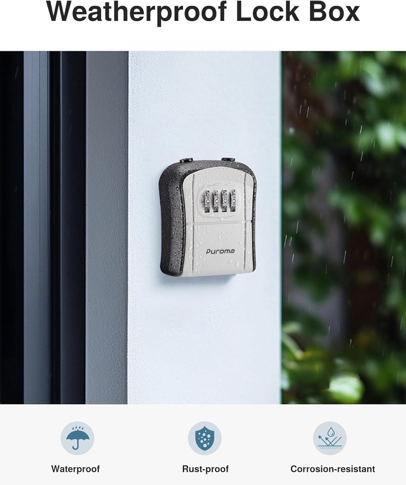 Lock Box, Portable Key Lock Box with Removable Cable Handle, Resettable Combinat