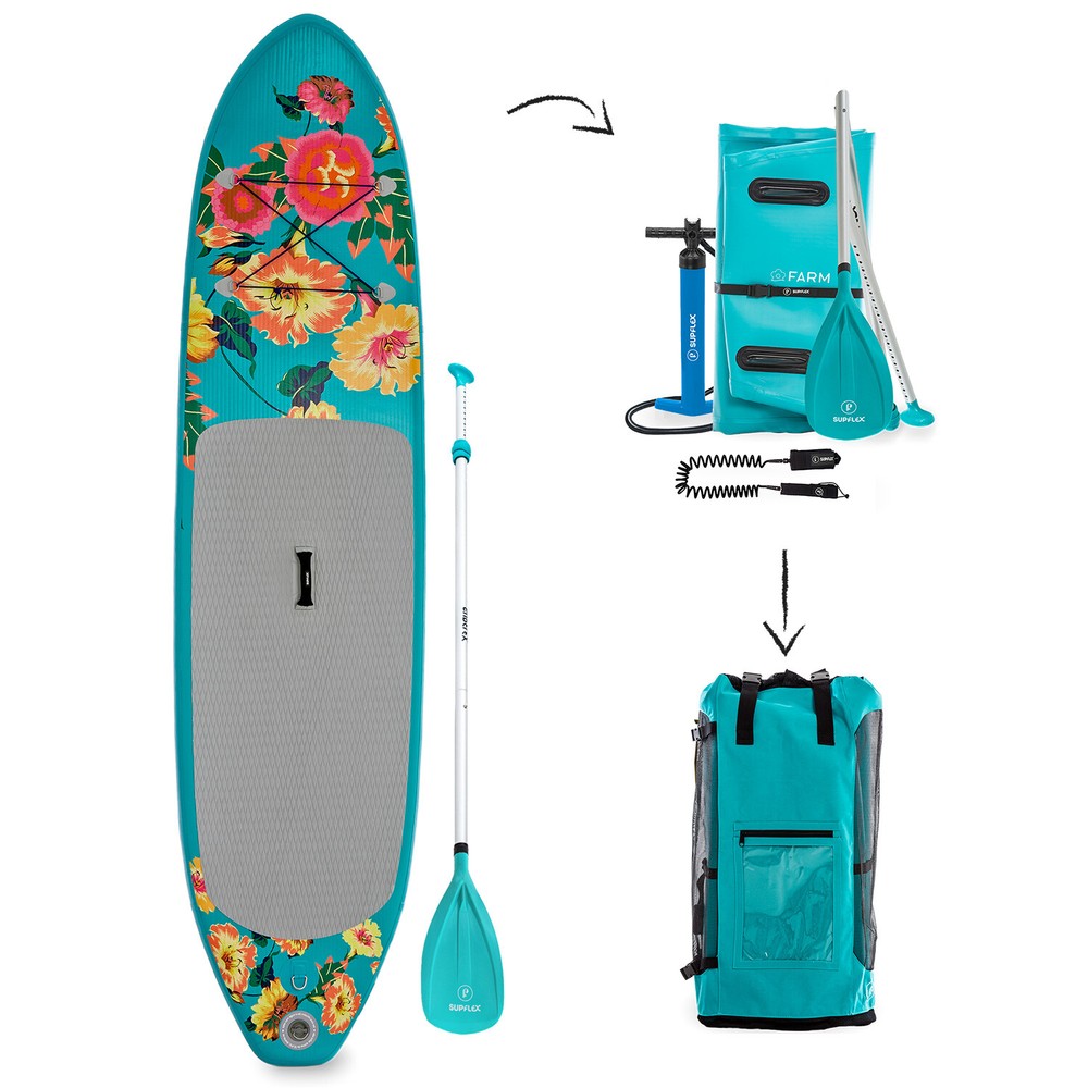 Supflex paddle Board Backpack Paddle leash Pump 10 foot FLOWERY MODEL