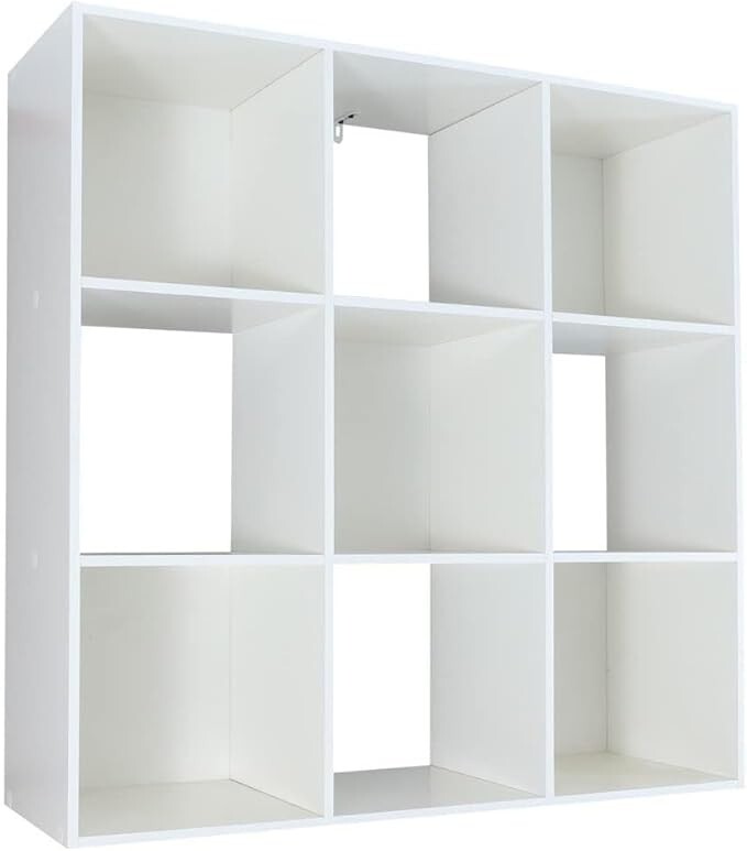 Basics Storage Cube Shelf Organizer, 9 Cubes, White