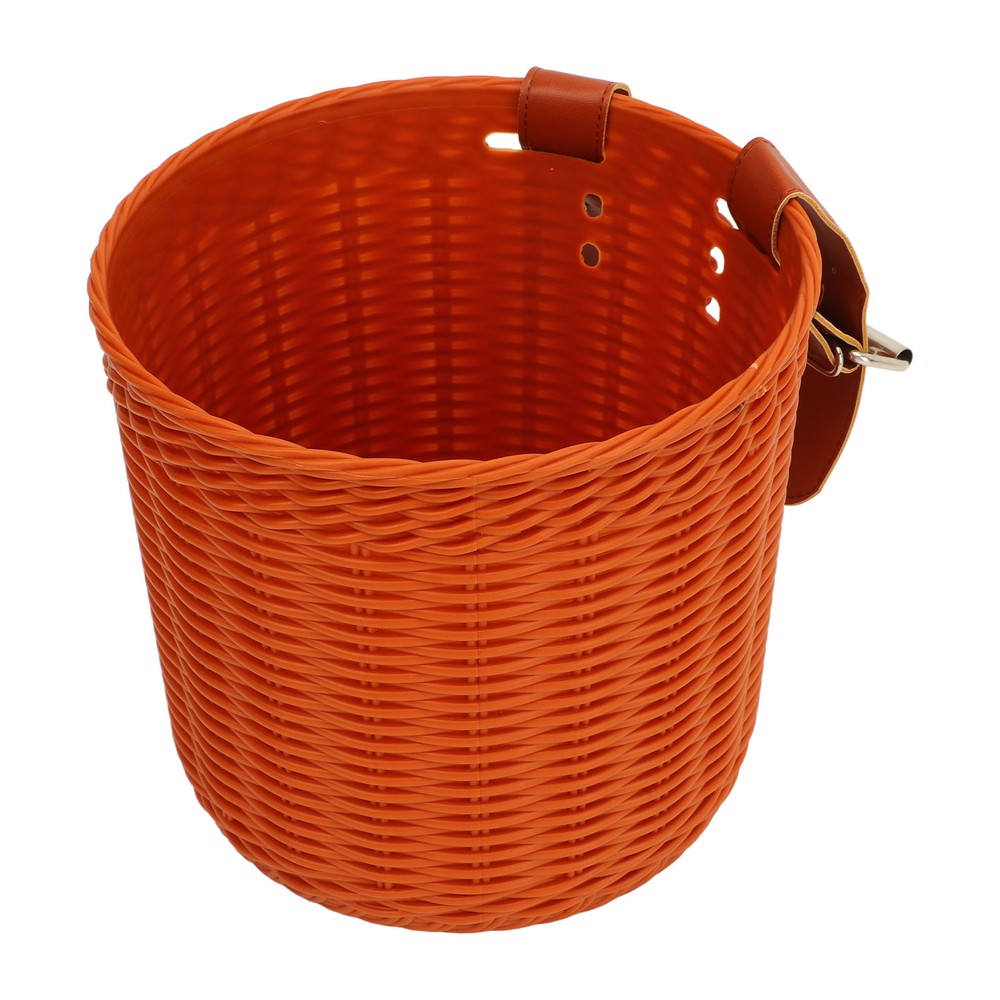 (Coffee)Front Handlebar Basket Multipurpose Simulation Wicker Round CH