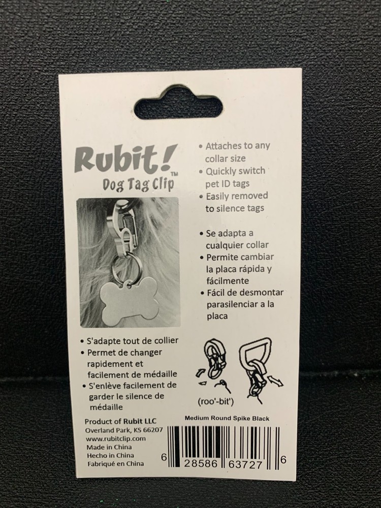 Rubit! Dog Tag Clip Medium Round Spike