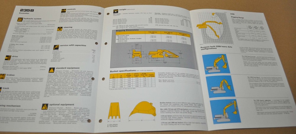 Caterpillar 235B Excavator Specification Brochure Prospekt