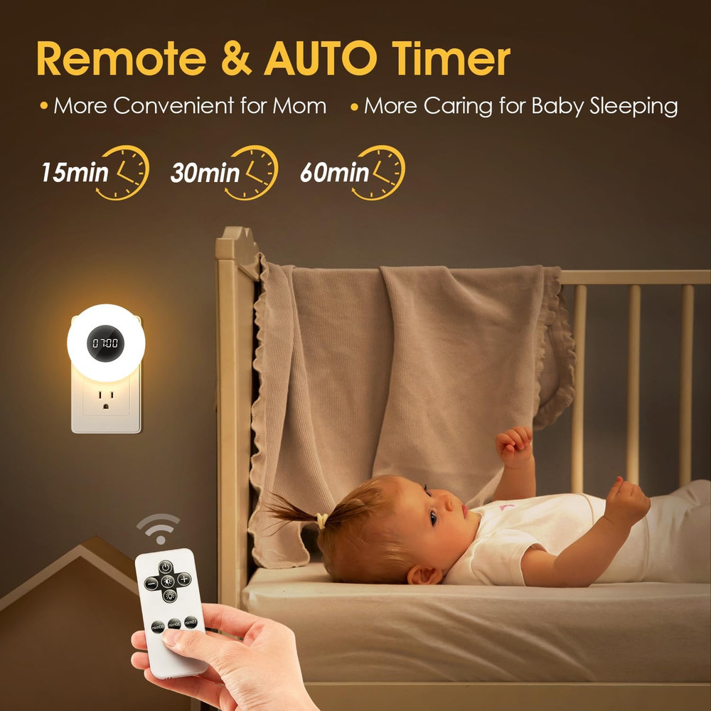 Night Light Clock Plug In Dimmable 3 Color Light Timer Small Bedroom Clock