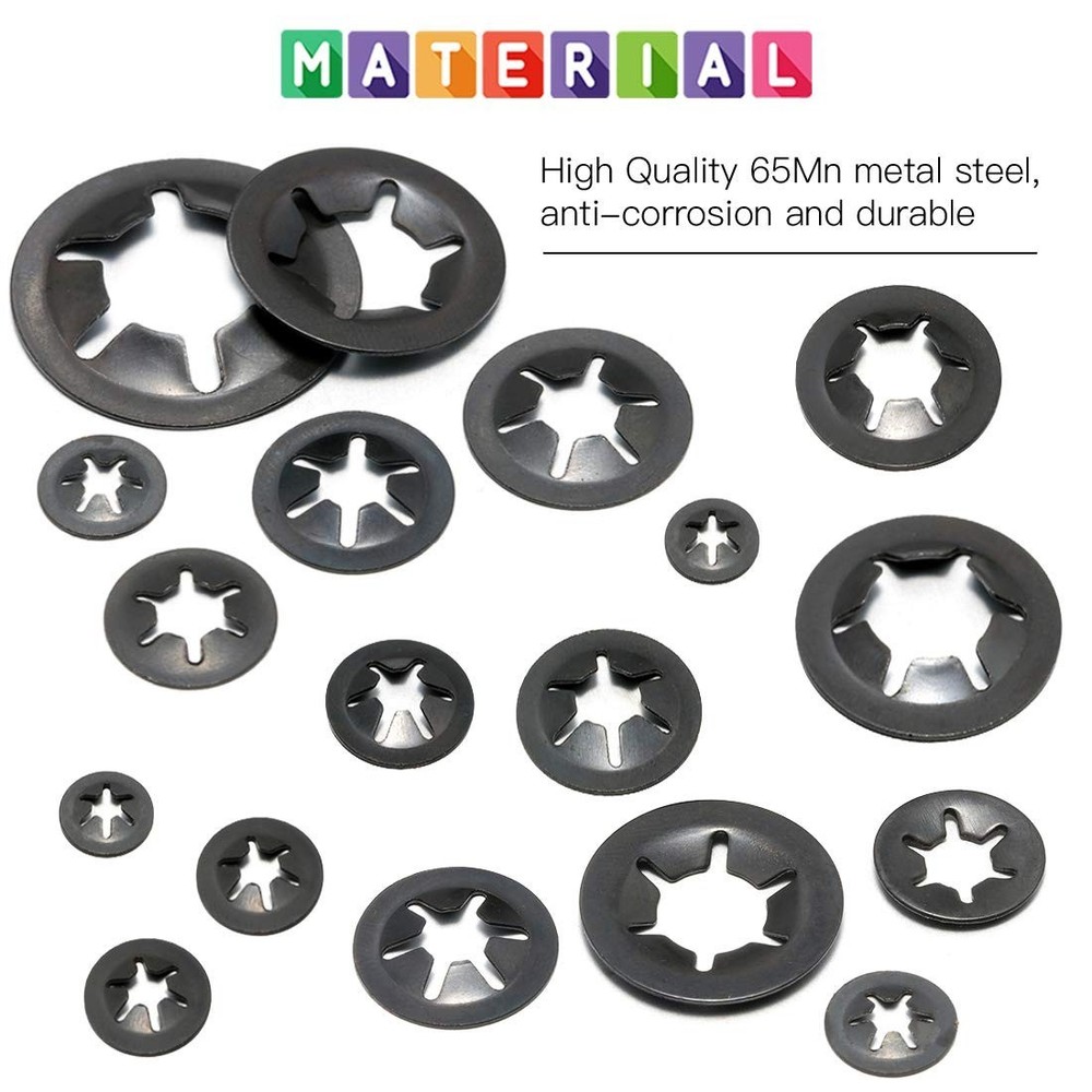 280Pcs Internal Tooth Starlock Push On Locking Washers Speed Clips Fasteners ...