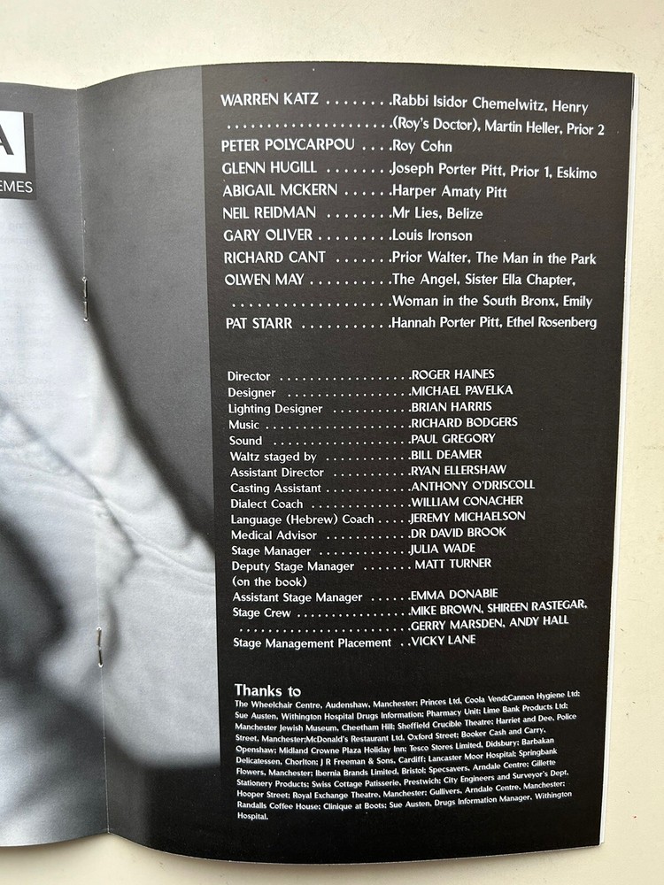 ANGELS IN AMERICA Library Manchester Theatre Programme PETER POLYCARPOU