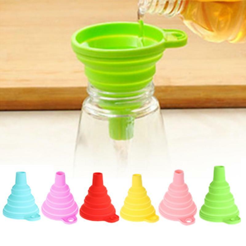 1PC Silicone Foldable Collapsible Style Funnel Hopper Kitchen Cooking Tools