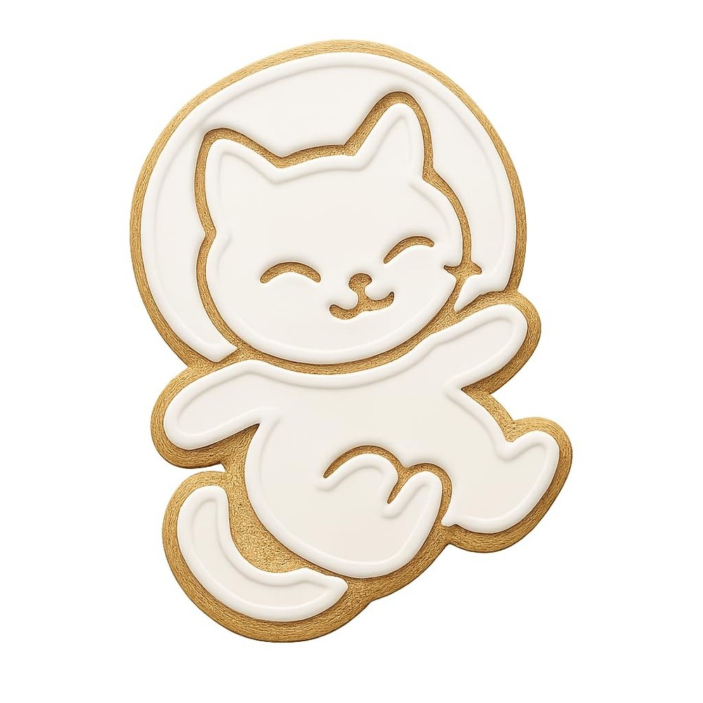 Floating Chibi Space Kitten Cookie Cutter & Stamp - 4x3.3