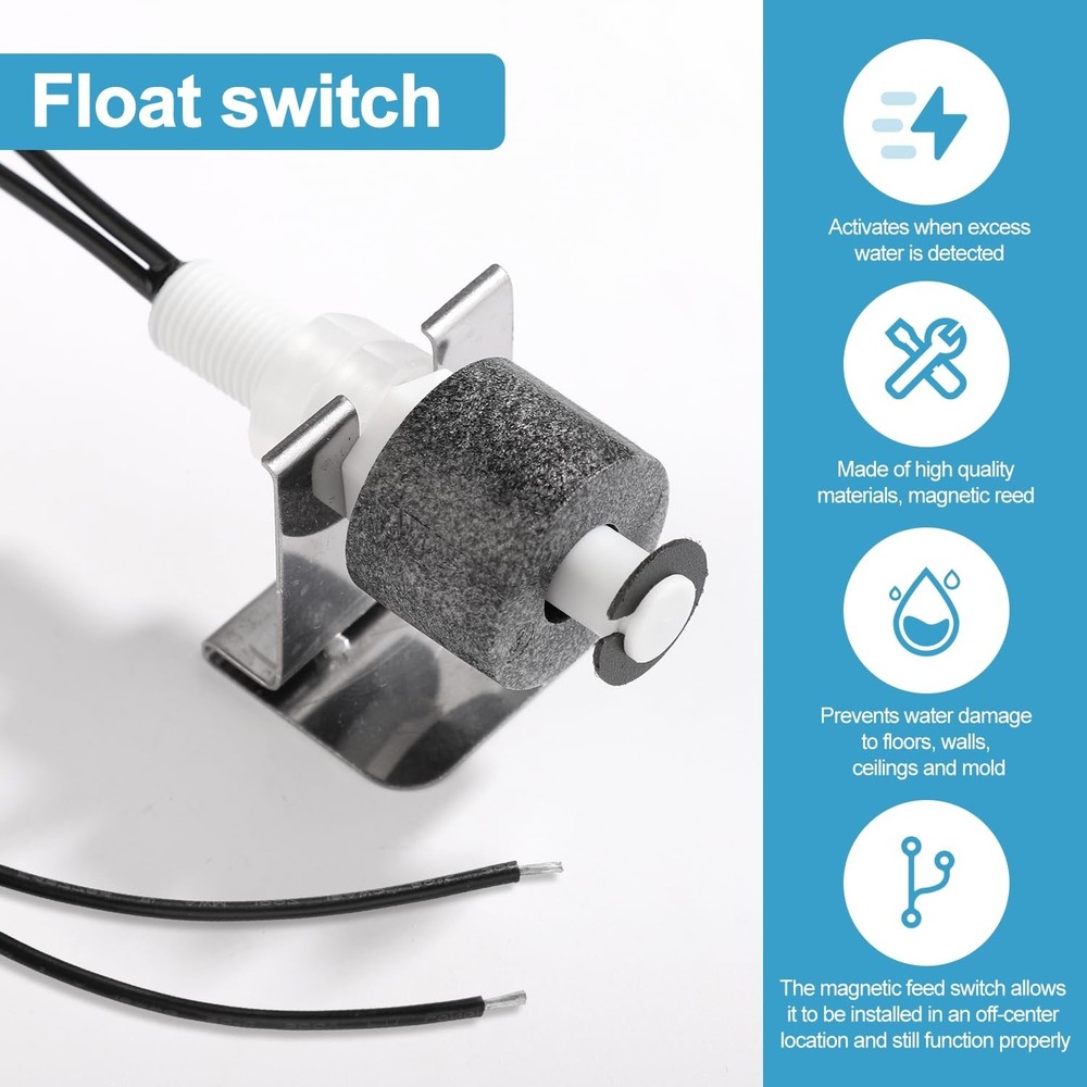 AC Pan Float Switch, Water Leak Detector for Condensate Drain Pans Replace 97647