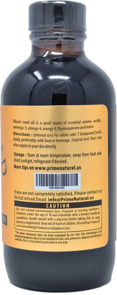 Organic Black Seed Oil 4oz | Cold Pressed Unrefined USDA Certified