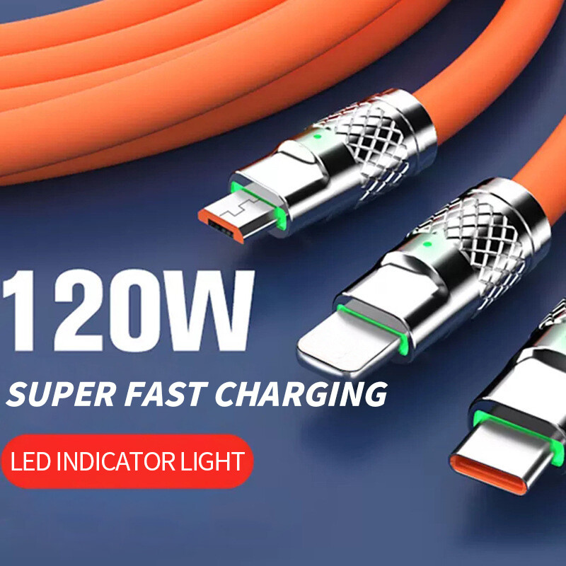 USB 3in1 Multi Fast Charger Charging Cable Cord For Type C Android Micro iPhone