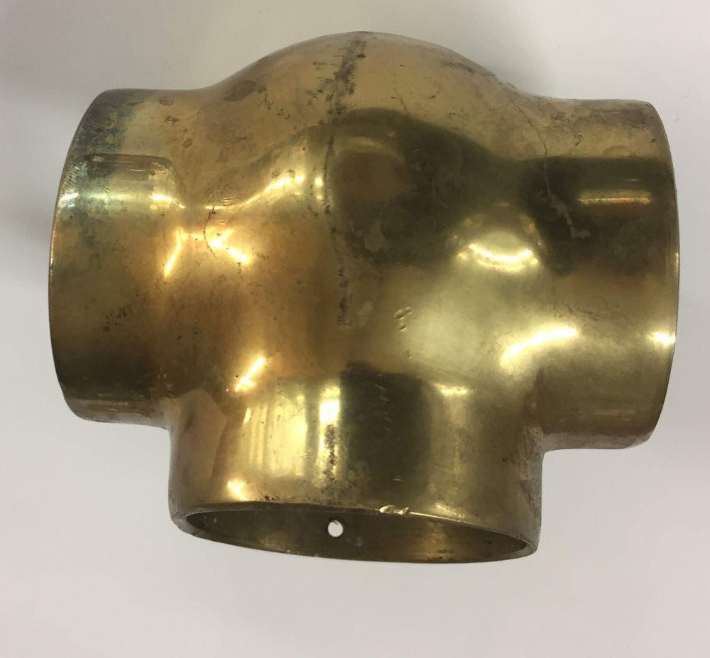 2" Brass Bar Railing 45° (4 way) connector Fitting