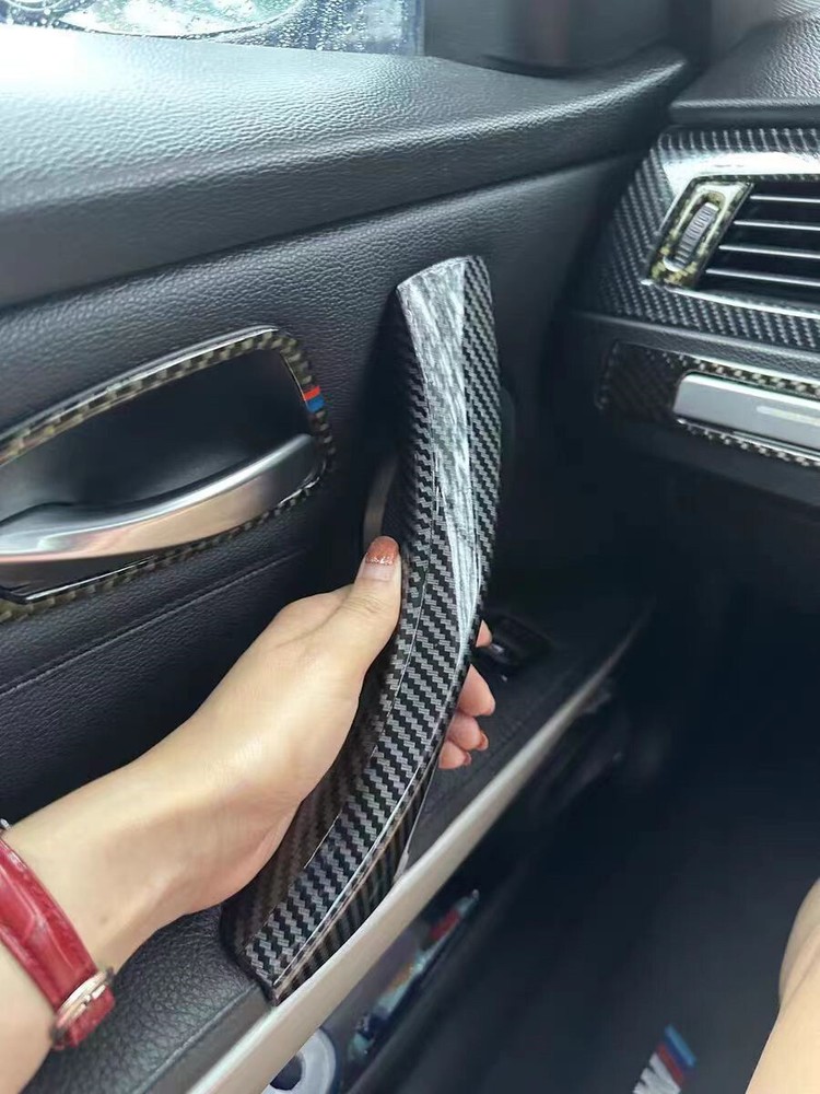 Black/Beige/Carbon Interior Door Handle Cover Pull Trim For BMW E90 E91 E93 328i