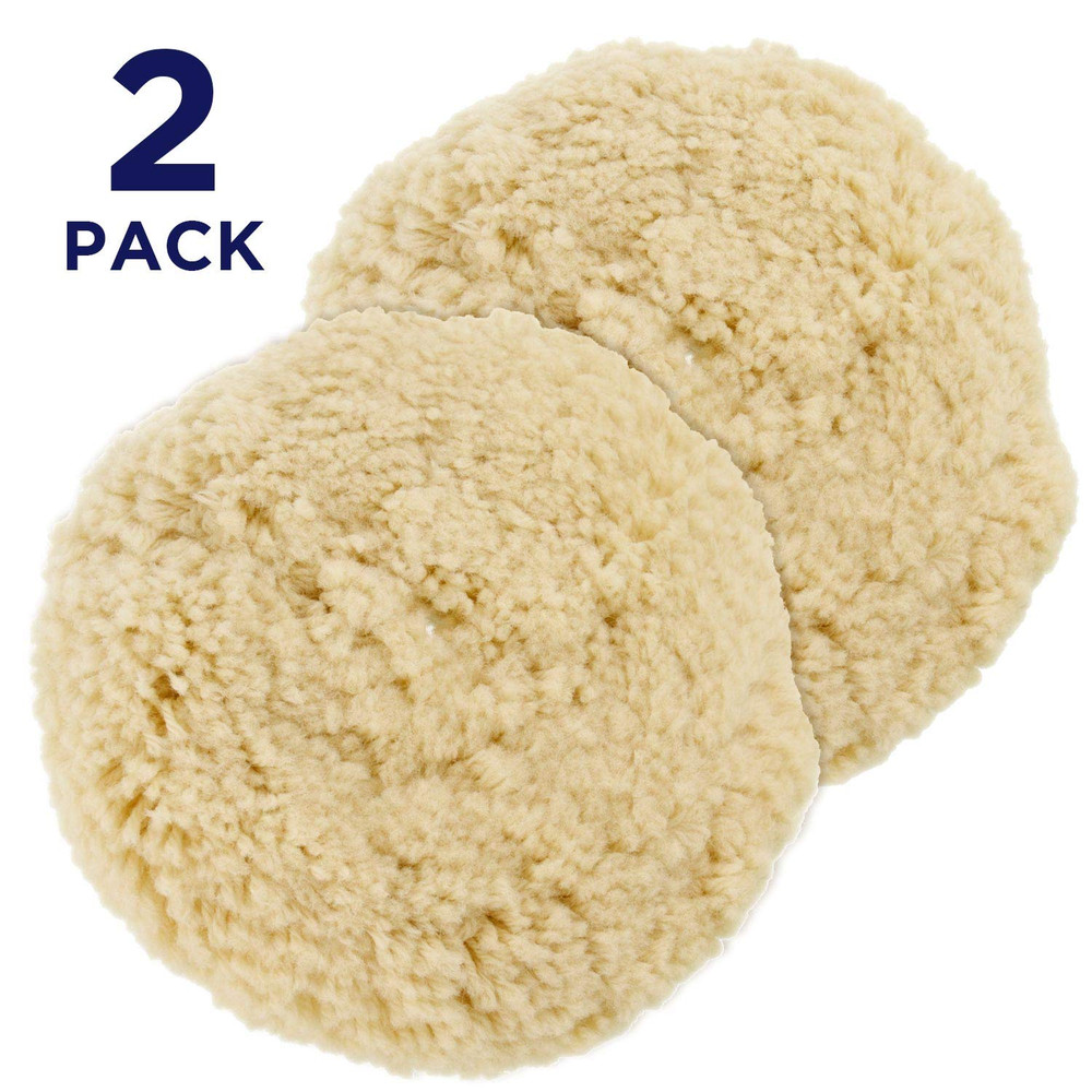 TCP Global 6" 100% Wool Polishing & Buffing Pad (2 Pack) with Hook and Loop Back