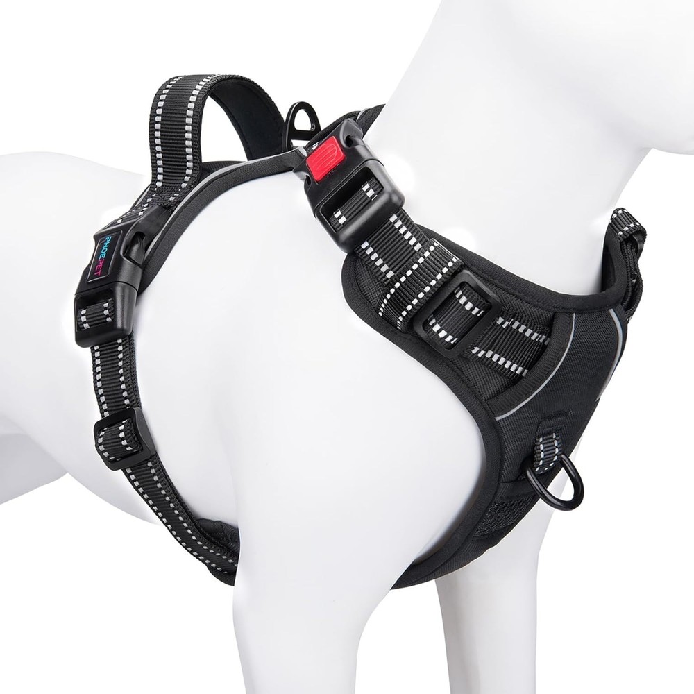 Comfortable No-Pull Dog Harness with Reflective Material & Handle - Small, Black
