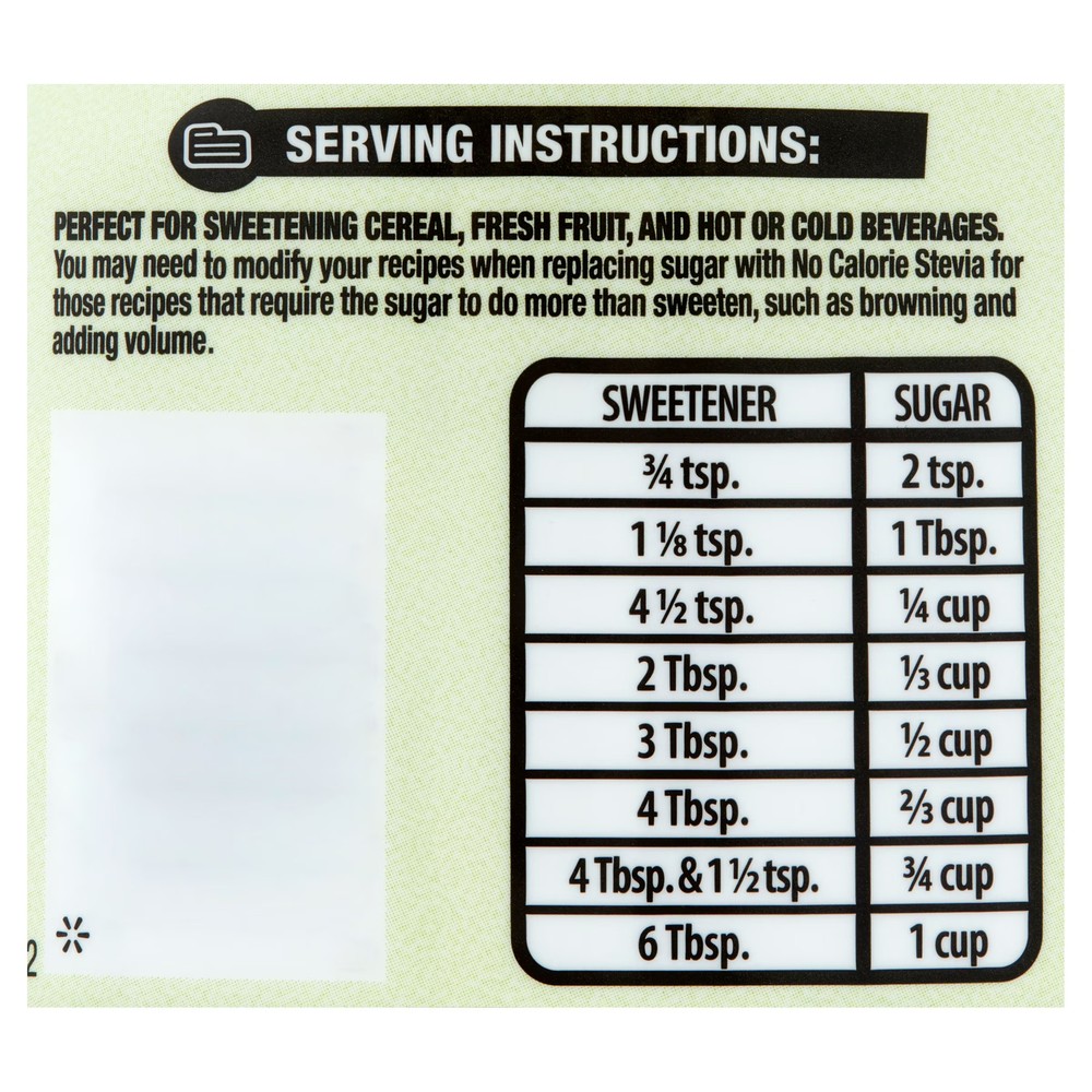 No Calorie Stevia Sweetener