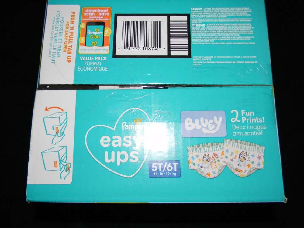 4 sample Pampers easy-ups 5t-6t (Bluey)