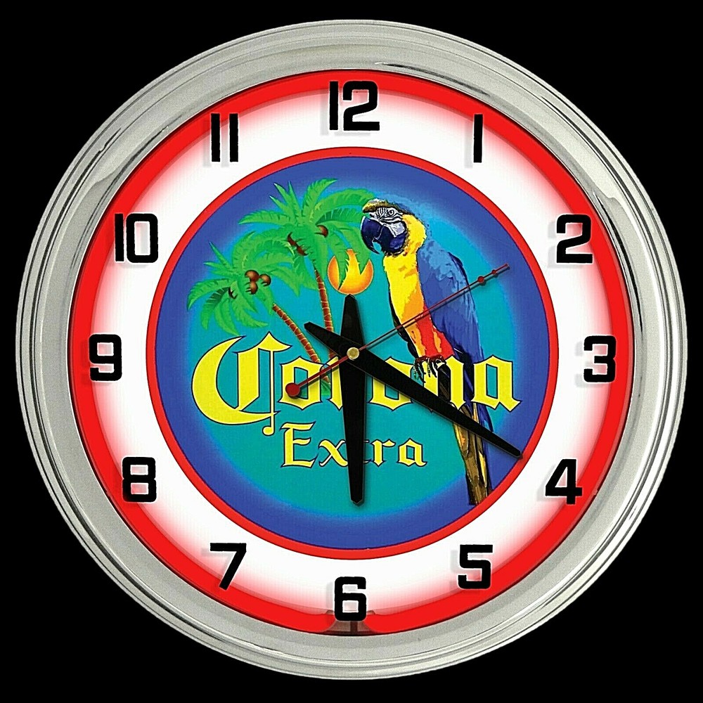 16" Corona Extra Beer Bird Sign Red Neon Clock