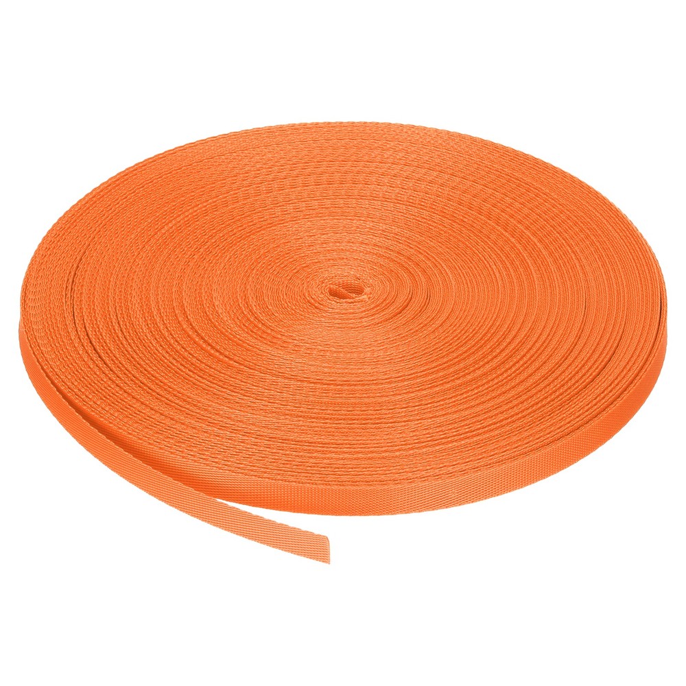 Flat Nylon Webbing Strap 3/8 Inch 50 Yards Orange for Backpack