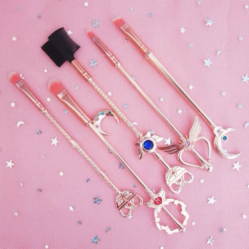 8pcs Cute Anime Makeup Brush Set - Includes Foundation, Eyebrow, Eyeshadow Brush