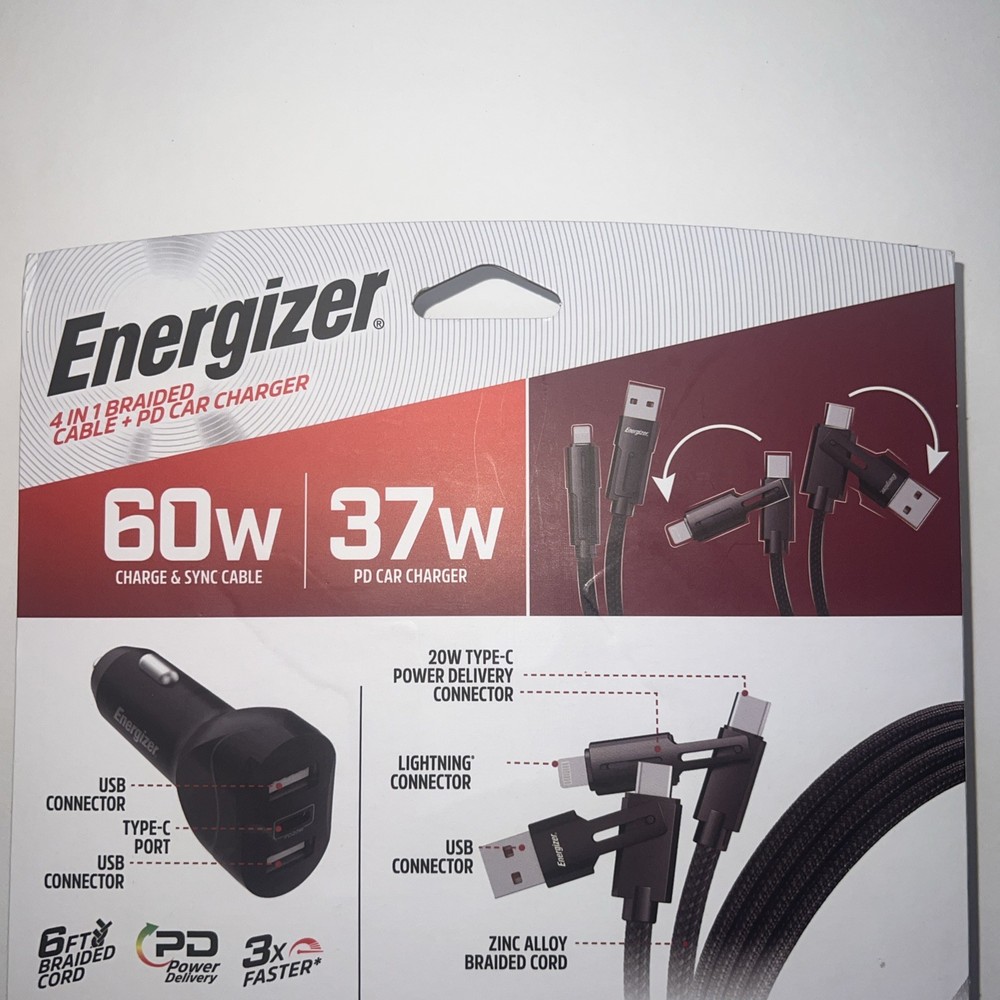 Energizer Universal Braided Cable 4-in-1 Power Conectors