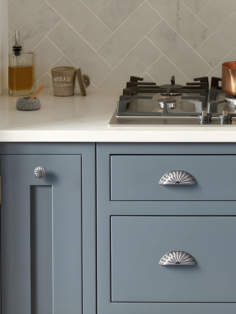 Brushed Nickel Cabinet Cup Pulls 3" Hole Center 10 Pack Silver Drawer Pulls K...