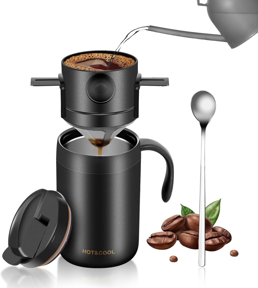 16oz Camping Coffee Maker Pour Over Coffee Maker Set，Camp Pour Over Set，Porta...