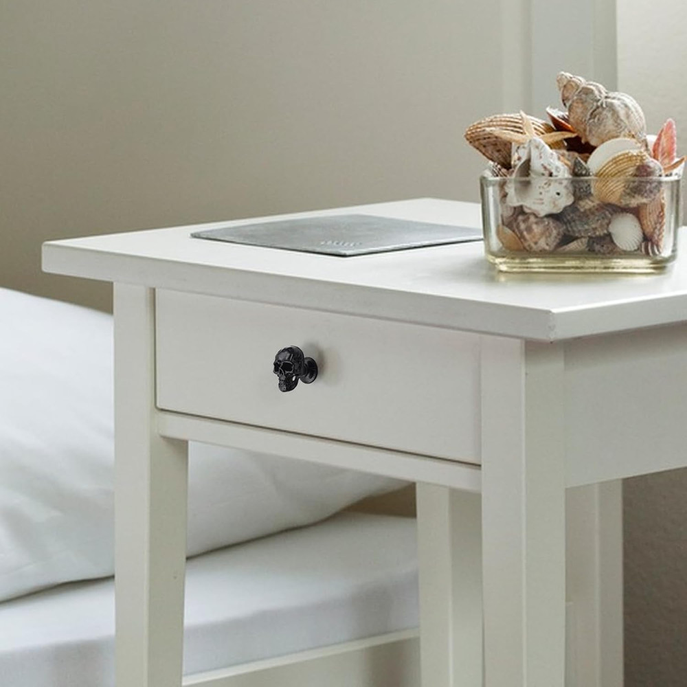 4 Pack Skull Skeleton Cabinets Knobs, Single Hole Pull Handle for Drawer Wardrob