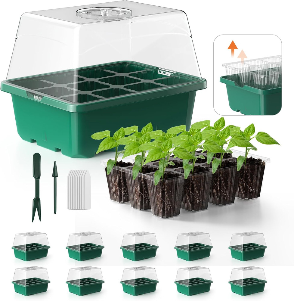Seed Starter Tray, 10PCS Seed Starter Kit, Seedling Starter Trays with Heightene
